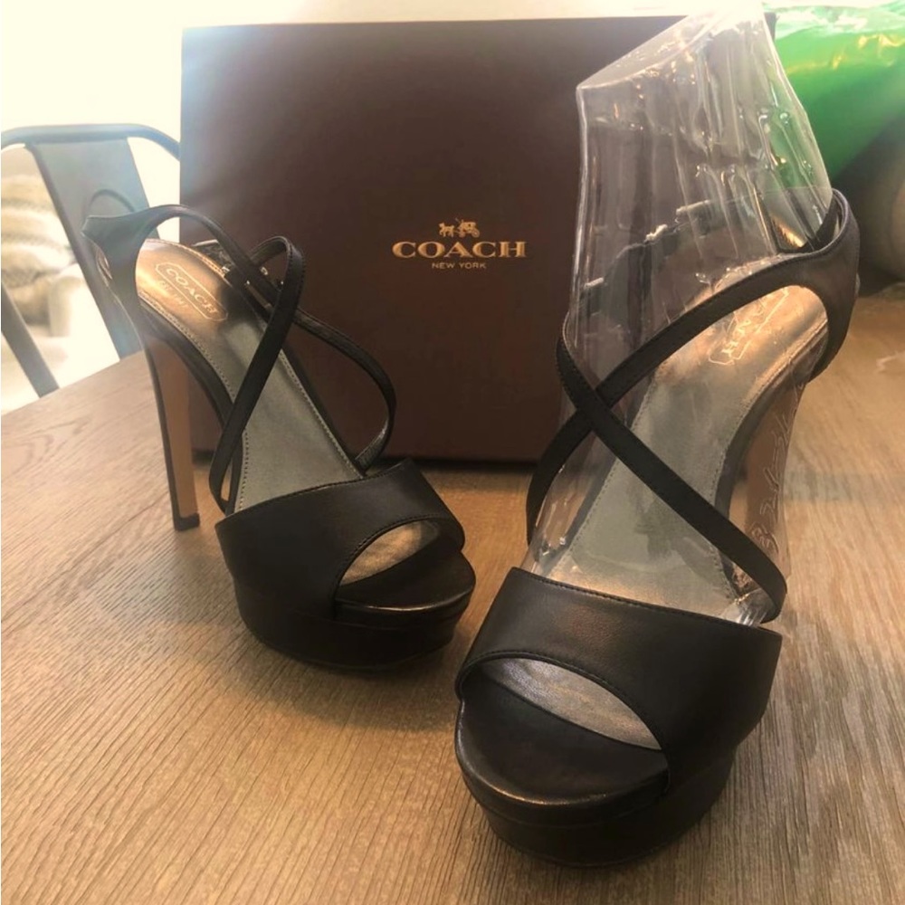 NWT Coach Black Leather Heels